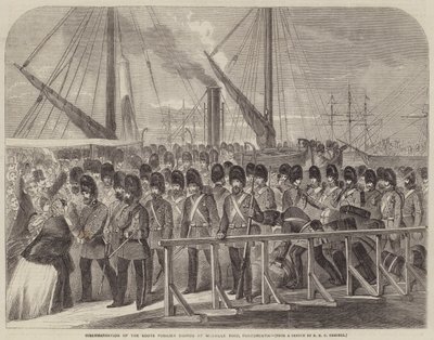 Disembarkation of the Scots Fusilier Guards at Weoville Yard, Portsmouth by Richard Ubsdell